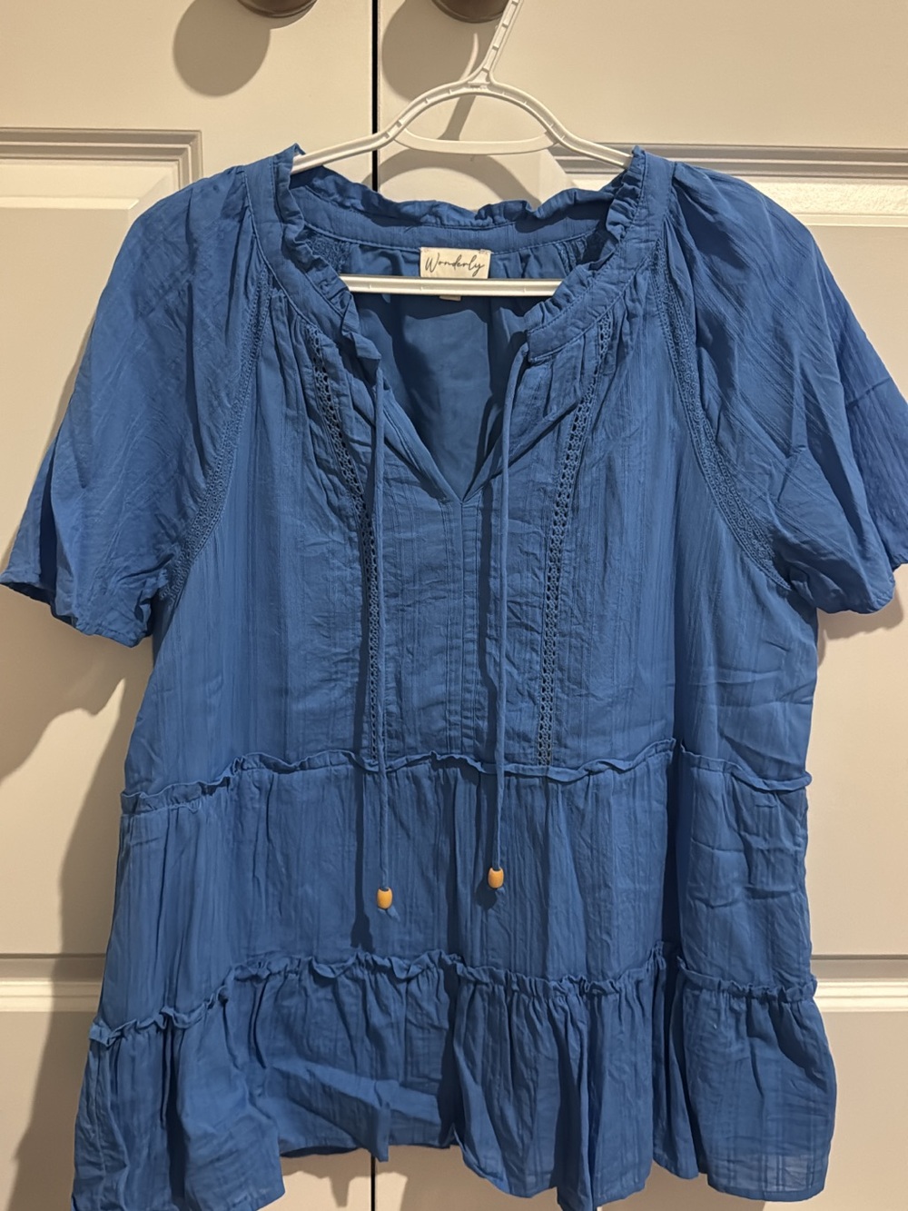 Wonderly Royal Blue Tiered Peasant Blouse